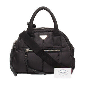 Prada Tessuto Bomber Bowler Bag black nylon quilted
